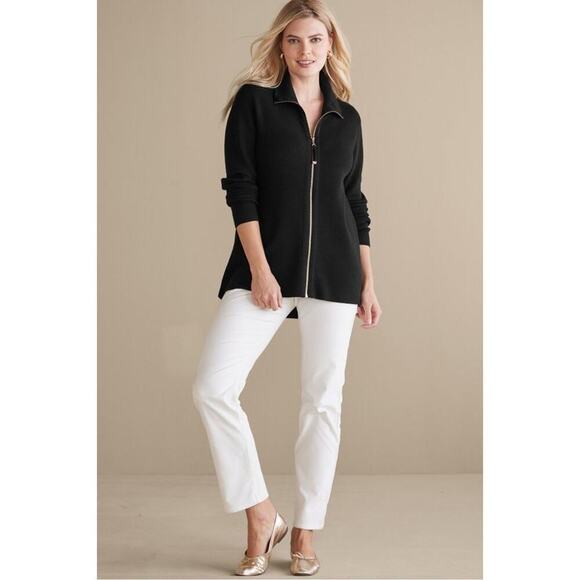 Soft Surroundings Meria Zip Cardigan Black Cozzy Extra Soft 1X - Picture 3 of 11